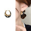 Solitaire Enamel Black 18K Gold Silver Anti Tarnish Hoop Earring Bulk