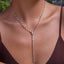 Gold Y-Drop Cubic Zirconia Anti Tarnish Copper Necklace For Women Bulk