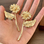 Sun Daisy Flower 18K Gold Plated Tassel Dangler Earring For Women