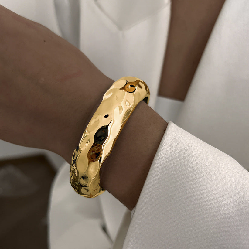 Beaten Finish 18K Gold Silver Anti Tarnish Kada Bangle Bracelet Bulk