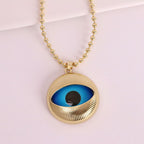 Blue Evil Eye Charm Gold Plated Anti Tarnish Copper Pendant Chain Bulk