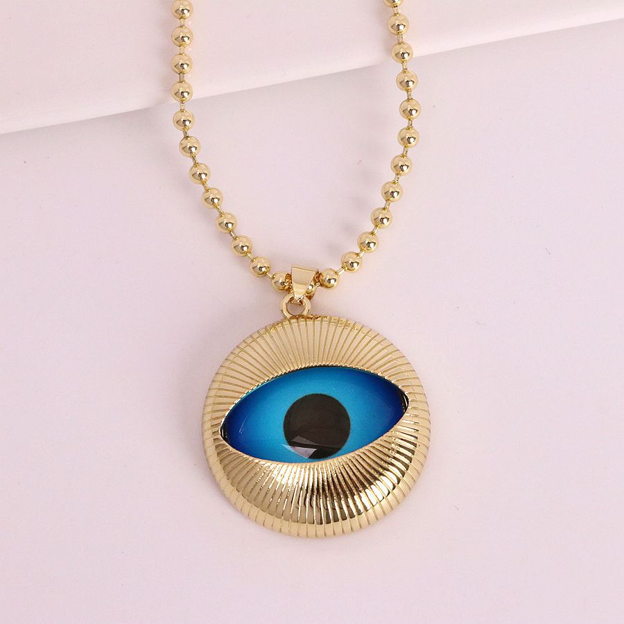 Blue Evil Eye Charm Gold Plated Anti Tarnish Copper Pendant Chain Bulk