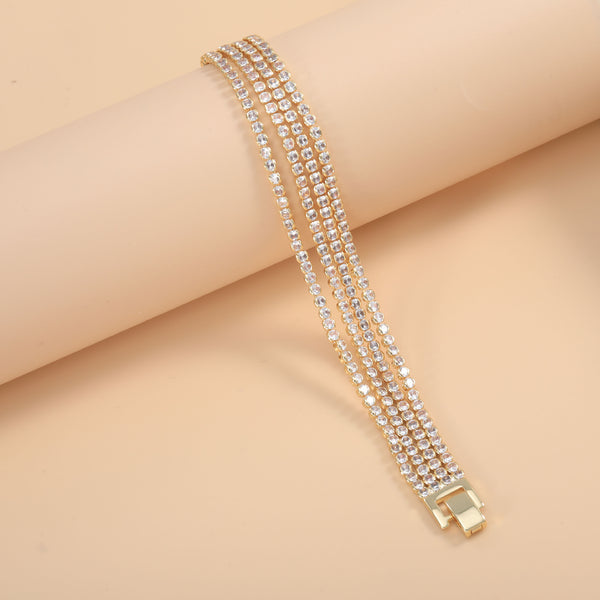 Wholesale Premium Line Round Cut Gold Silver Plated CZ Copper Bracelet Main image