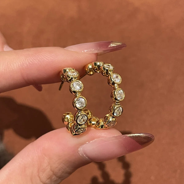 Cubic Zirconia 18K Gold Anti Tarnish Hoop Earring For Women Bulk Main image
