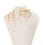 Multi Pearl Layer Link Chain 18K Gold Choker Necklace For Women Bulk