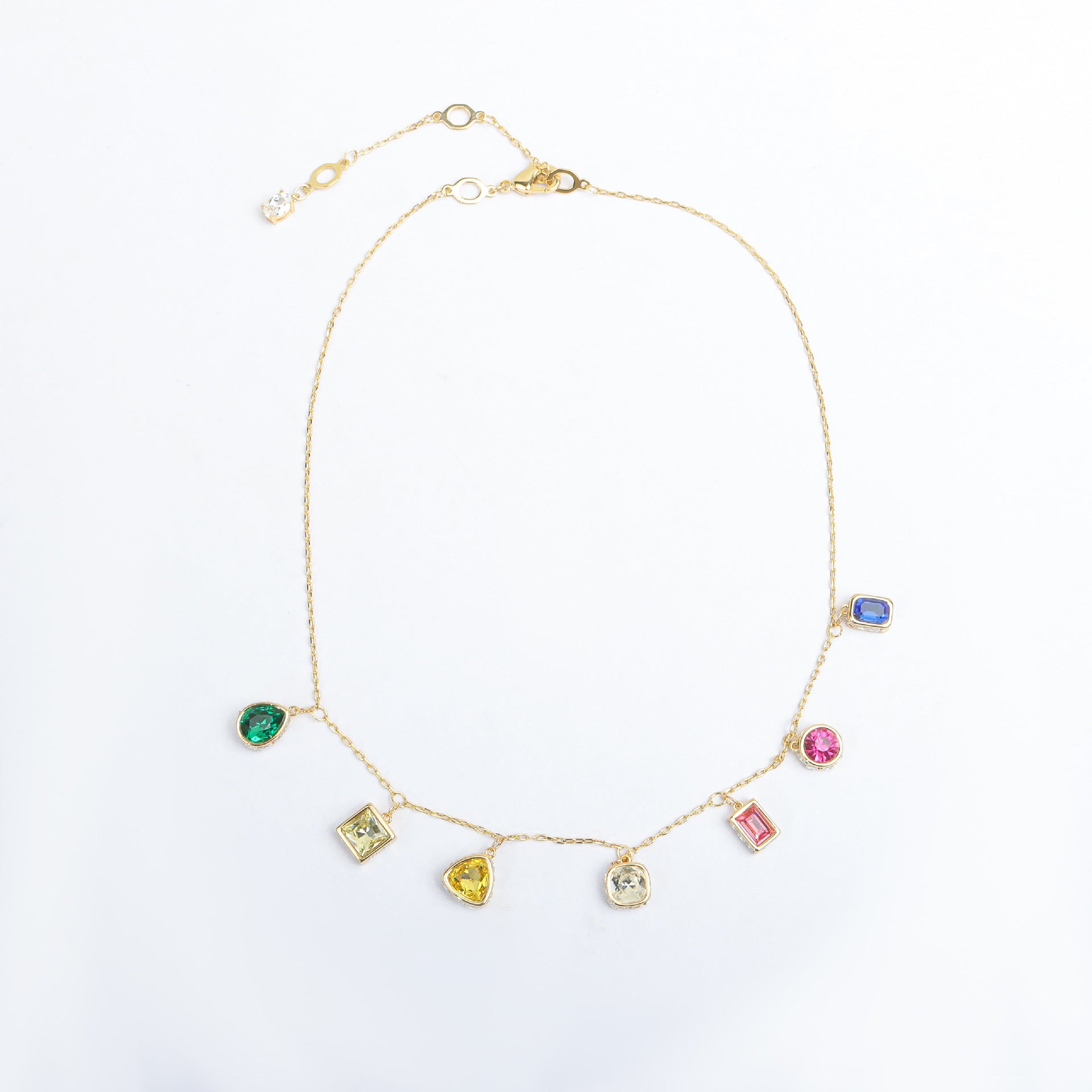 Designer Multi Color Gemstone Gold CZ Copper Necklace Earring Set Bulk