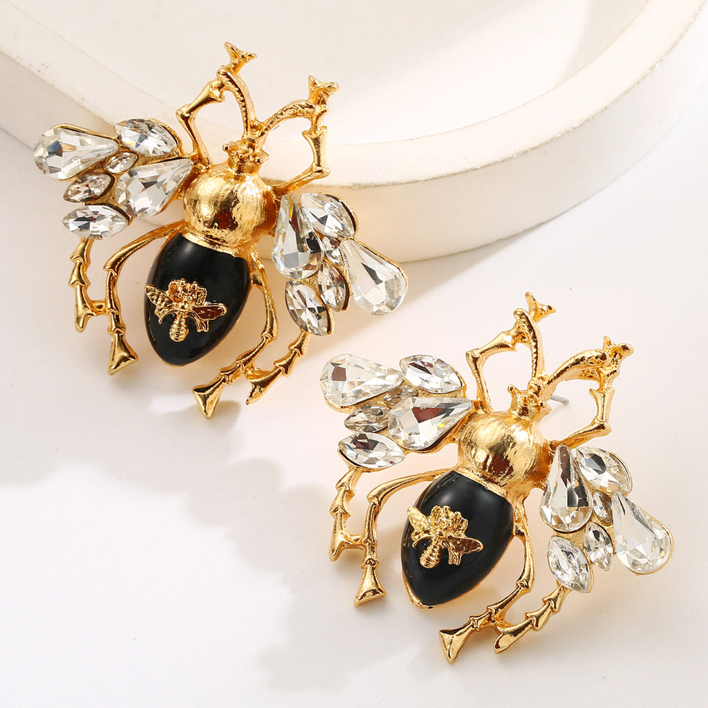 Multi Color Ladybug & Bee Gold Plated Enamel Drop Earrings Women Bulk
