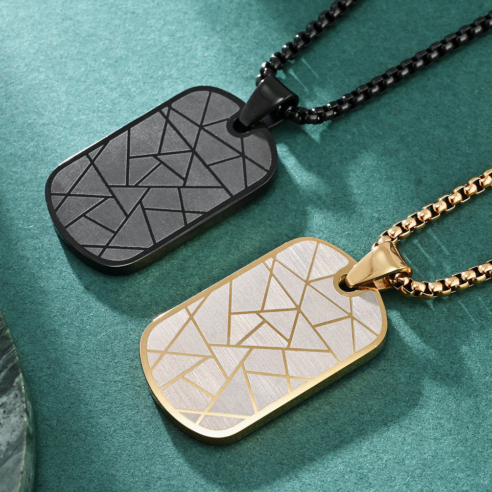 Zig Zag Dog Tag Black Stainless Steel Anti Tarnish Pendant Chain Bulk