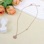 Elegant Daisy Flower Rose Gold Plated CZ Copper Necklace Combo Set Bulk