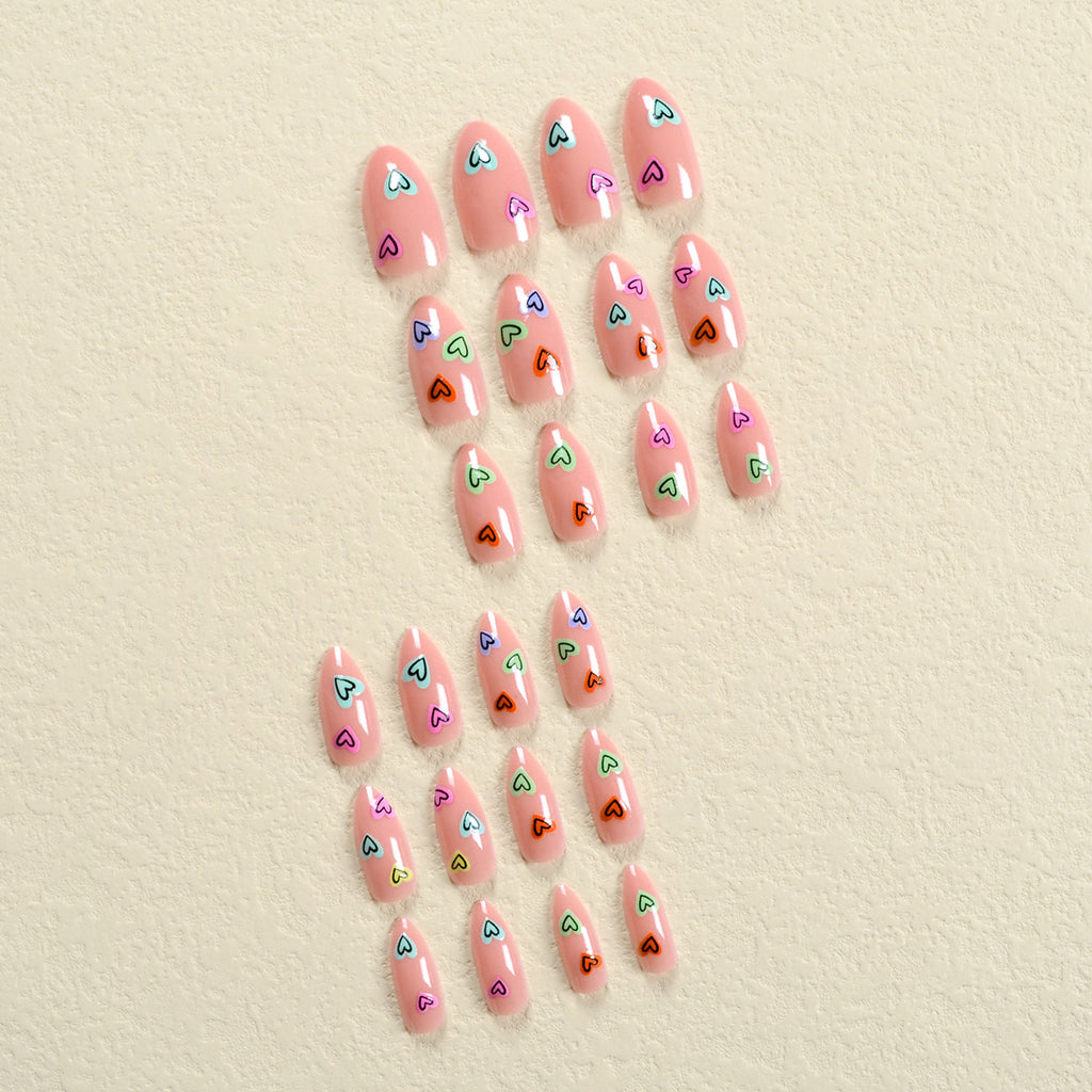 Heart Multi Finger Nail Pack Of 10 + Extra 14 For Women Bulk