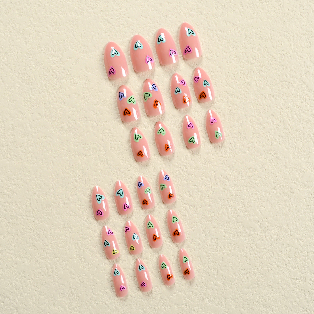 Heart Multi Finger Nail Pack Of 10 + Extra 14 For Women Bulk