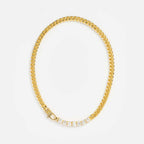 Gold Cuban link Cubic Zirconia Anti Tarnish Copper Necklace Bulk