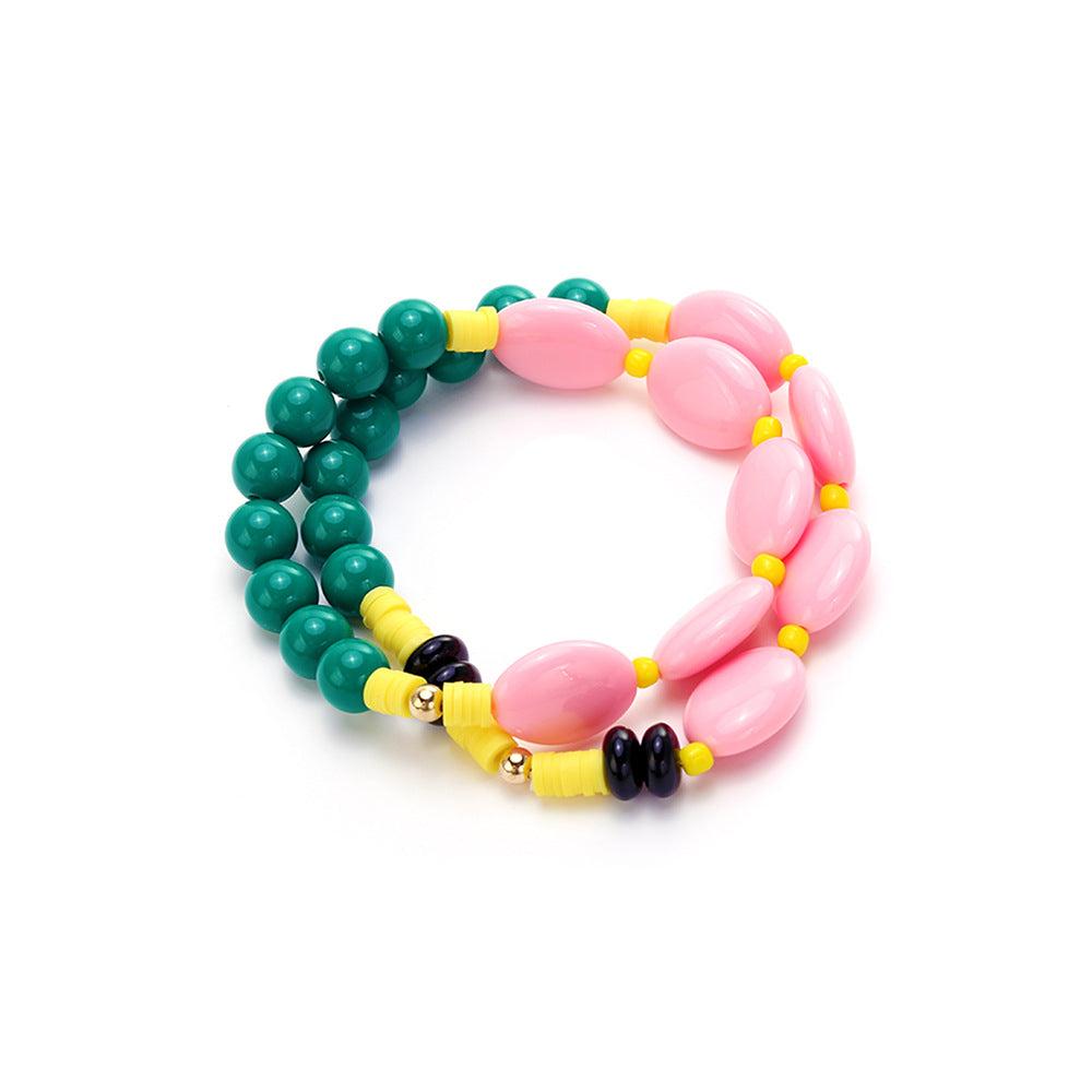 Colorful Layered Gemstone Gold Plated Beads Bracelet For Women Bulk