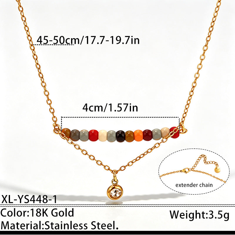 Multi Color Gemstone Beads Gold CZ Anti Tarnish Copper Necklace Bulk