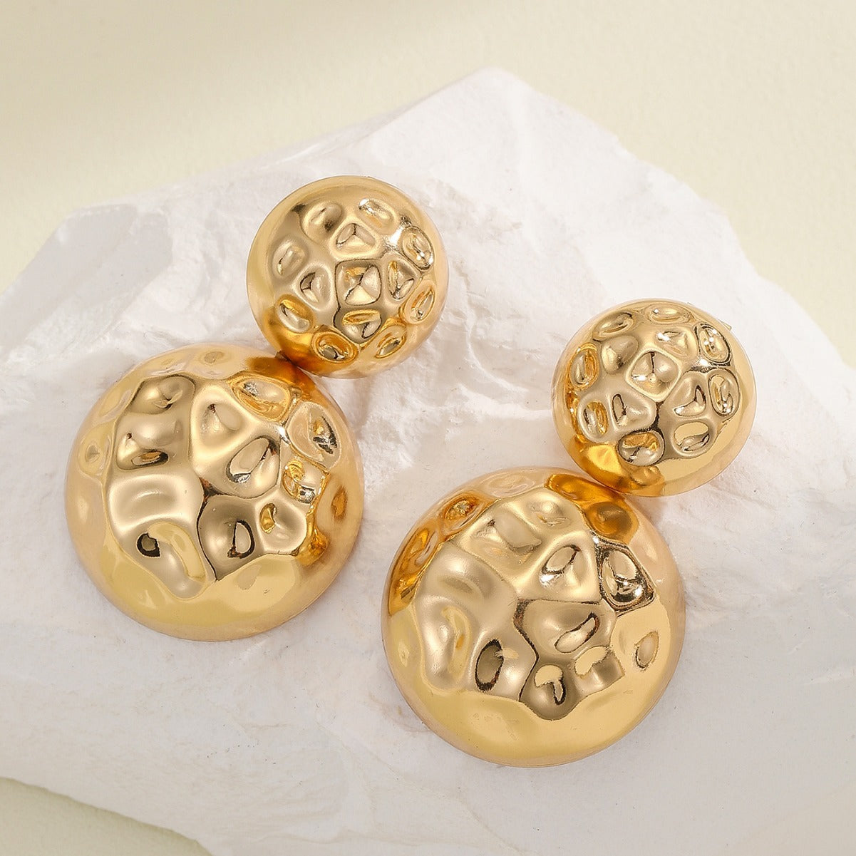 Hammered Beaten Finish 18K Gold Plated Dangler Earring Earrings Bulk