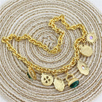 Multi Gemstone Green Red Green Anti Tarnish Charm Necklace Women Bulk