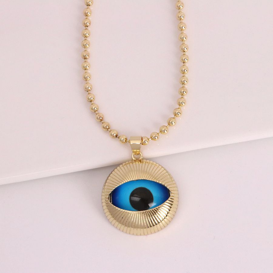 Blue Evil Eye Charm Gold Plated Anti Tarnish Copper Pendant Chain Bulk