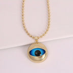Blue Evil Eye Charm Gold Plated Anti Tarnish Copper Pendant Chain Bulk