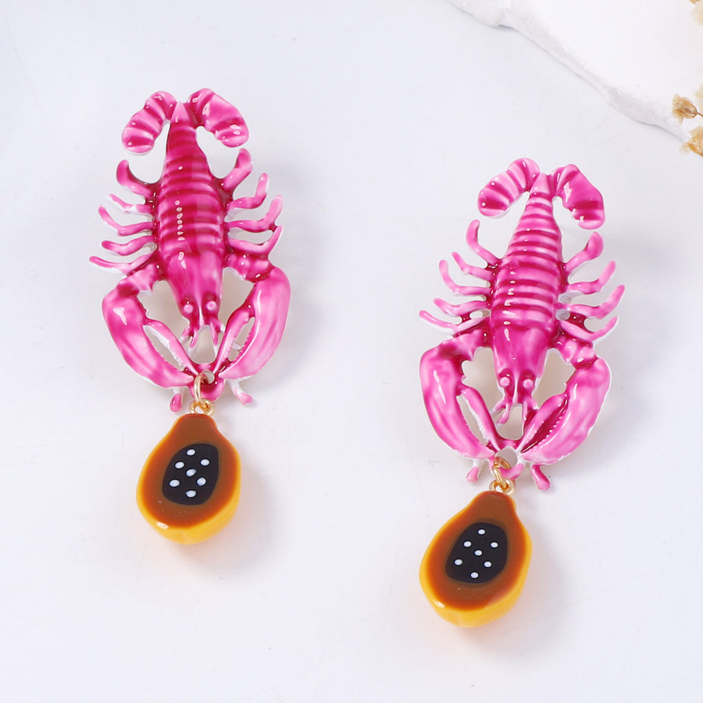 Lobster Charm Pink Acrylic Dangler Earring For Women Bulk