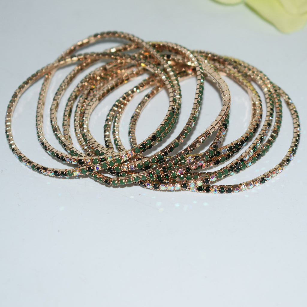 18K Gold Silver Multi Rhinestone Bracelet Bangle Adjustable Women Bulk