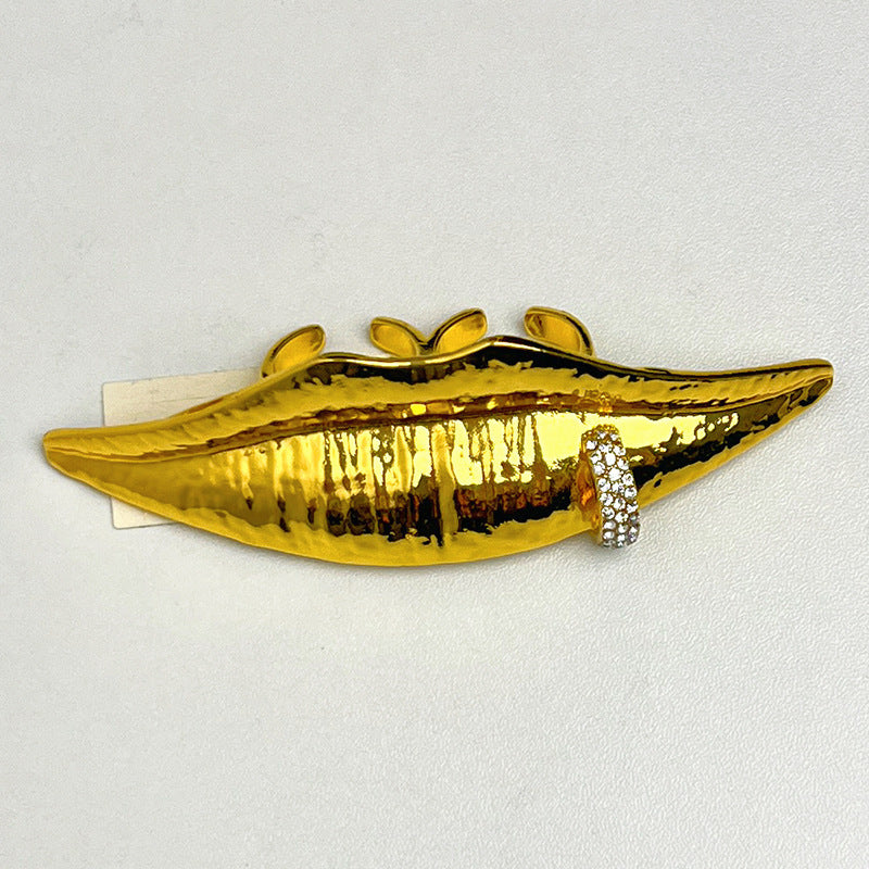Lips 18K Gold Cubic Zirconia Adjustable Dual Finger Ring Women Bulk