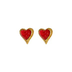Heart Crystal 18K Gold Red Green Anti Tarnish Stud Earring Women Bulk