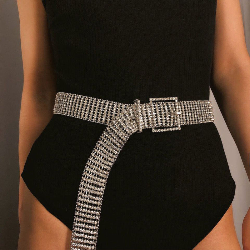 Rhinestone Belt Silver Anti Tarnish Waist Band Waist Belt Women Bulk