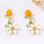 Orange Pink Flower Gold Plated Enamel Dangler Earrings For Women Bulk