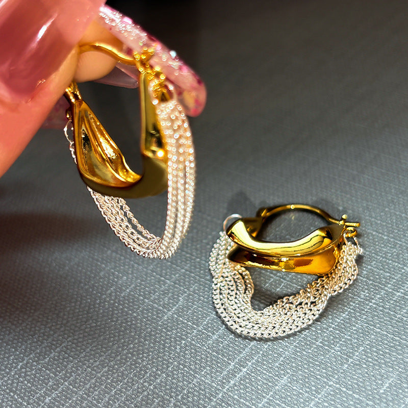 Gold Chunky Multi-Layer Plain Copper Hoop Earrings For Women Bulk