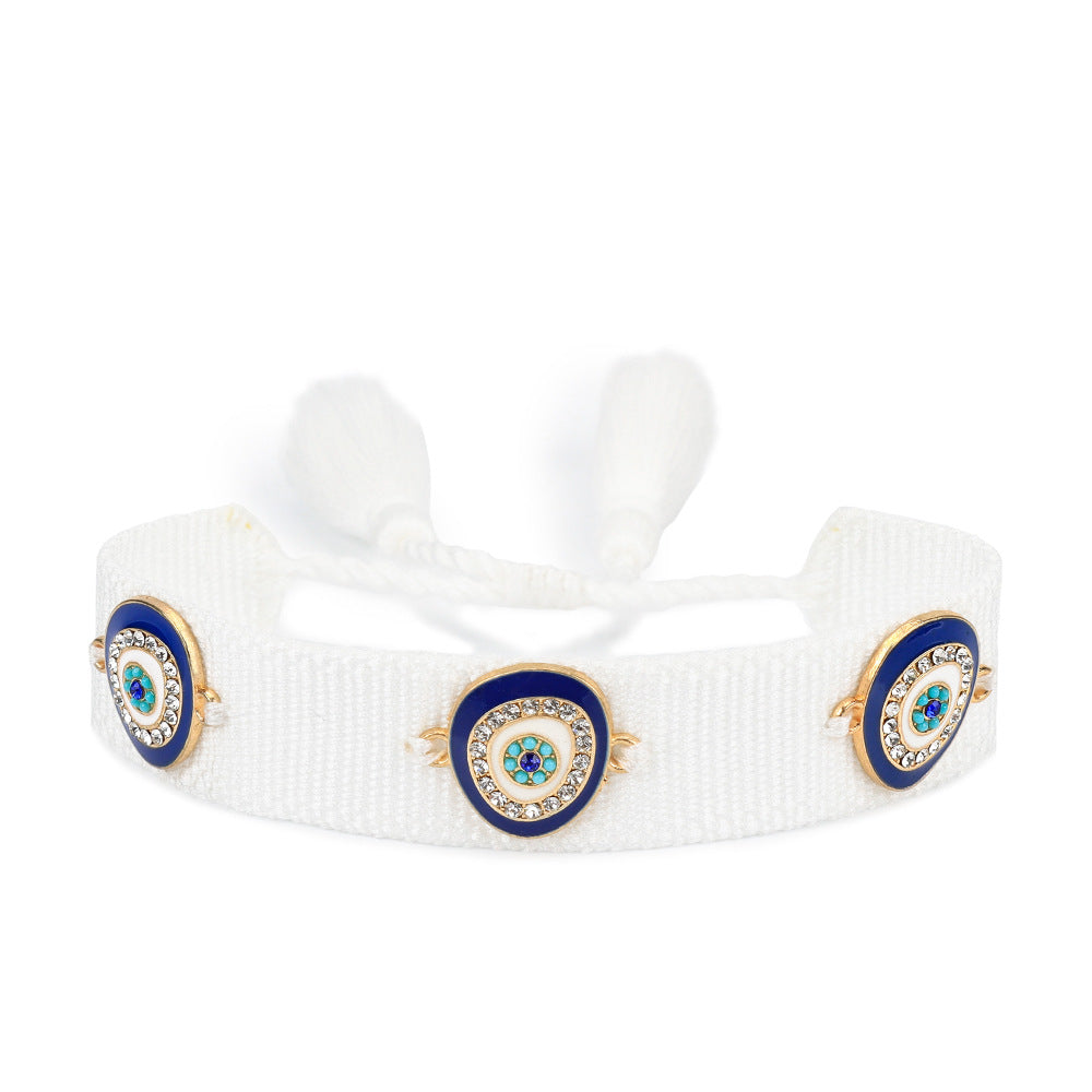 Evil Eye Gold Silver Multicolor Thread Cotton Adjustable Bracelet Bulk