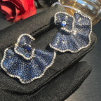 Wave Flower Studded CZ Crystal Green Blue Dangler Earring Bulk
