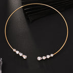 18K Gold Rhinestone Adjustable Choker Hasli Necklace For Women Bulk