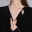 Gold Bunny Cubic Zirconia Copper Anti Tarnish Brooch For Women Bulk