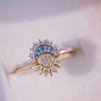 Bulk Sun Moon Style Gold Silver CZ Copper Adjustable Combo Ring