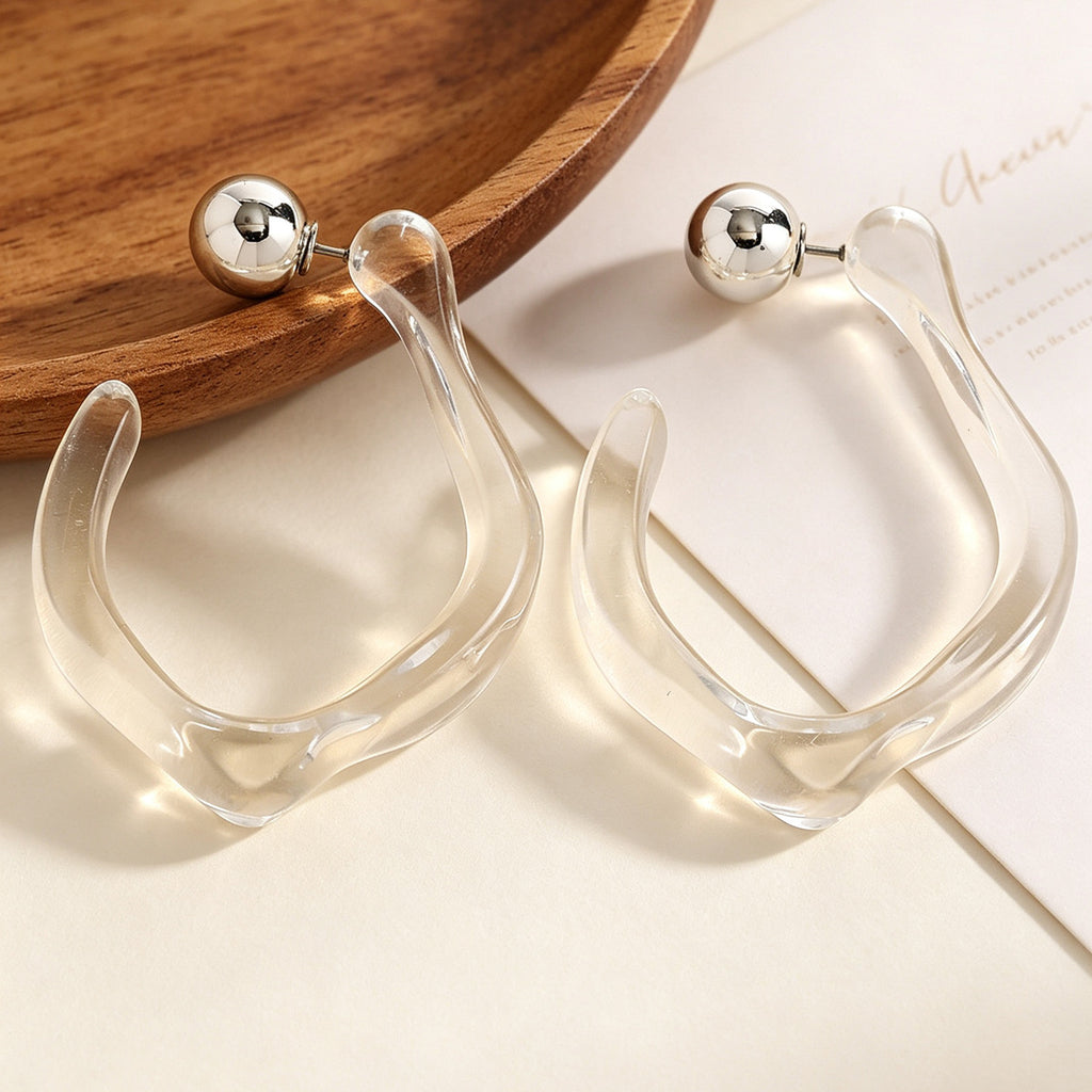 Designer Dual Shape Silver Plated Stainless Steel Hoop Earrings Bulk
