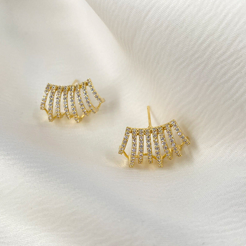 Designer Gold Plated CZ Anti Tarnish Copper Stud Earrings Bulk Main image