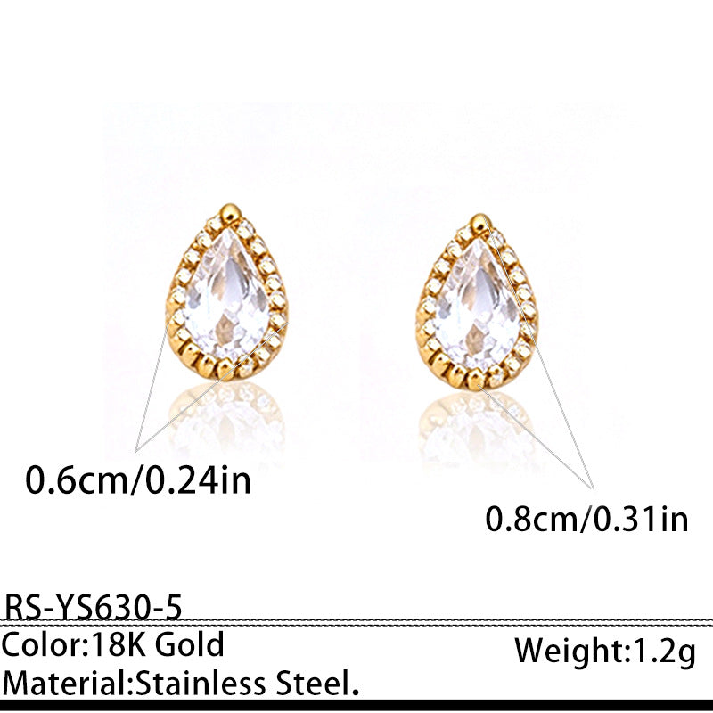 Designer Round Teardrop Square Heart Gold CZ Copper Stud Earrings Bulk