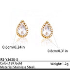 Designer Round Teardrop Square Heart Gold CZ Copper Stud Earrings Bulk