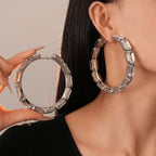 Gold Silver Pink Rhinestone Hoop Earring For Women Bulk