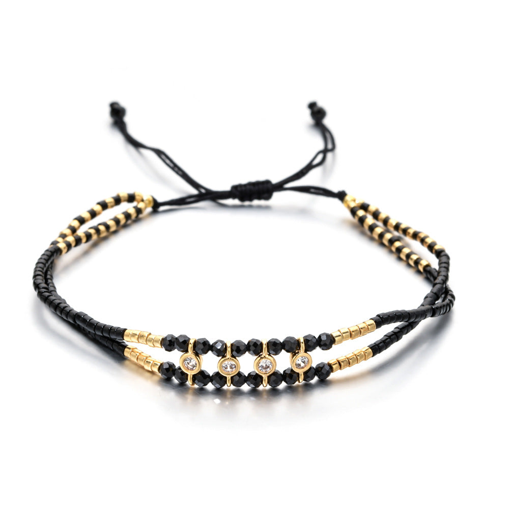 Multi Color Handmade Thread Style Gold Plated CZ Fabric Bracelet Bulk