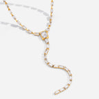 Gold Baguette Cubic Zirconia Stainless Steel Necklace For Women Bulk