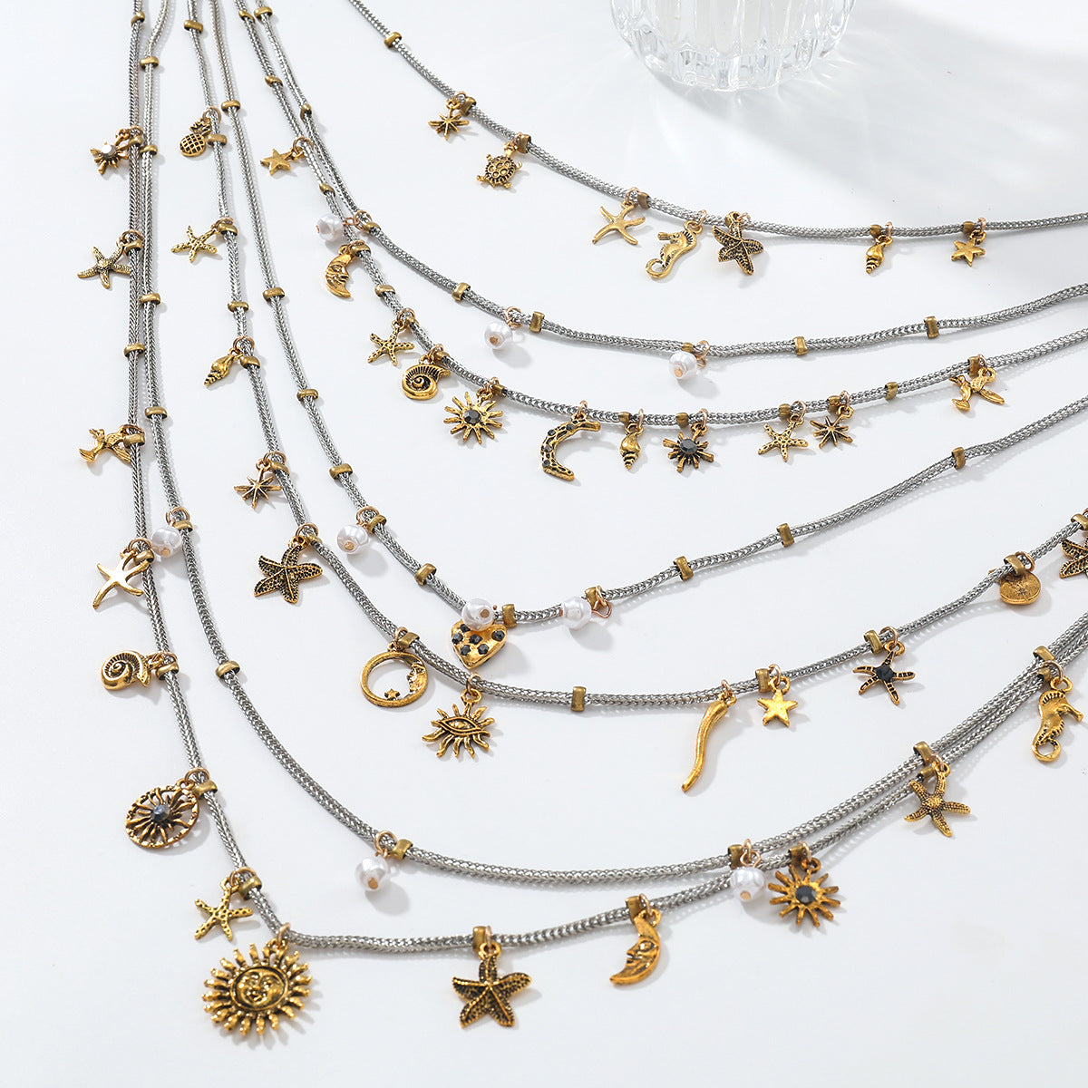 18K Gold Multi-Layer Various Tiny Charm Necklace For Women Bulk