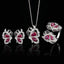 Butterfly Pink Silver CZ Anti Tarnish Necklace Earring Ring Set Bulk