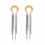 Glamorous Long FringeGold Silver Stainless Steel Dangler Earrings Bulk