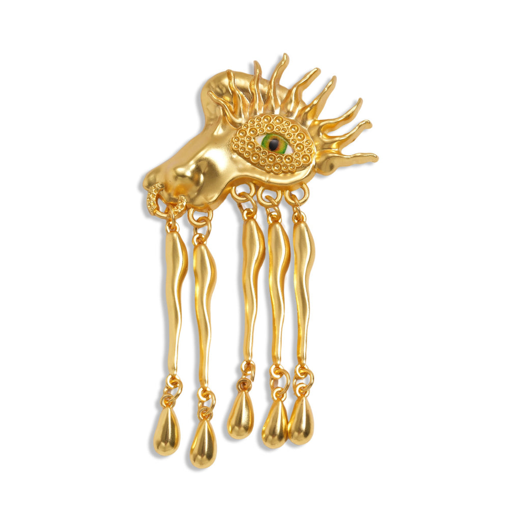 Vintage Artistic Face Style Gold Plated Beads Brooch For Women Bulk