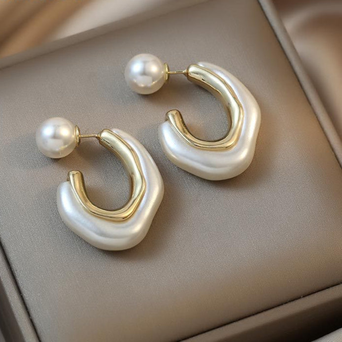 Pearl 18K Gold White Anti Tarnish Stainless Steel Hoop Earring Bulk