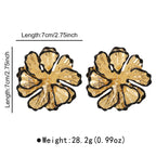 Beaten Finish Flower 18K Gold Black Stud Earring For Women Bulk