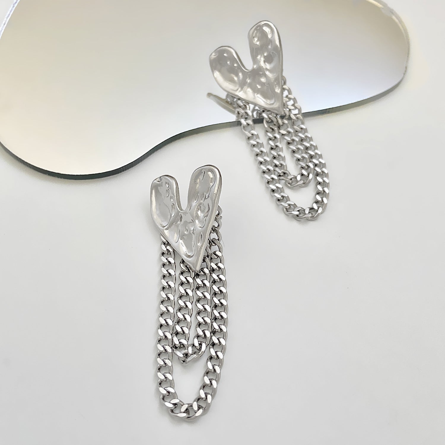 Chunky Heart Chain Gold Silver Plated Hoop Earrings For Women Wholesale
