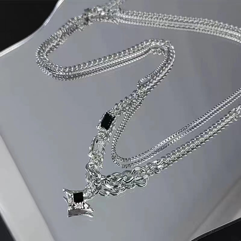 Dual Layer Curb Chain Silver Anti Tarnish Necklace Chain Unisex Bulk Main image