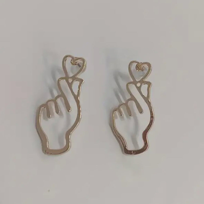 Hand Heart Black Silver 18K Gold Anti Tarnish Dangler Earring Bulk